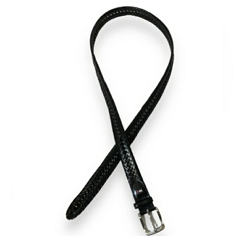 TOMMY HILFIGER Black Braided Leather Belt